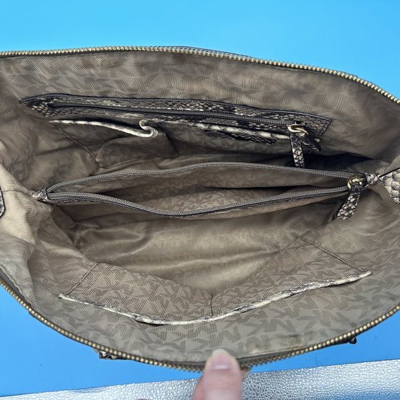 441. Michael Kors Riley Snakeskin Handbag - Picture 11 of 14